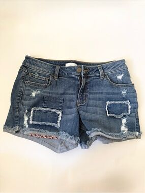 LC Lauren Conrad Blue Distressed Patchwork Denim Shorts